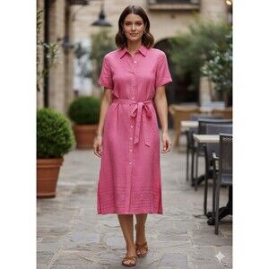 Vintage Jane Ashley 1X Orange Dress Embroidered With Shell Buttons Plus Collar